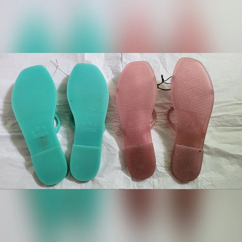 NWOT! Steve Madden Women's Pike Aqua/Pink Jelly Sandal Bundle Size 9 - Picture 4 of 5